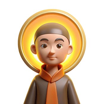 serene abstract 3D Render Monk Boy Halo Illustration high quality png
