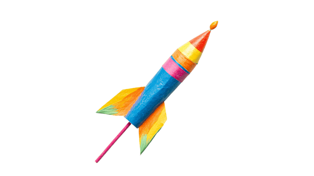 Colorful paper rocket ready for a launch event png