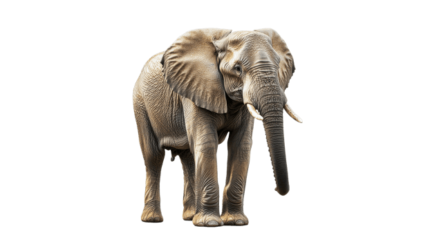 Elephant standing in a natural pose in daylight png