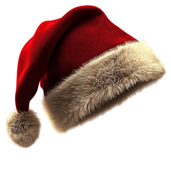 red Santa hat with white fur trim looks festive and warm png