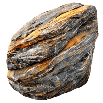 Large textured rock with orange and gray layers looks rough and natural png