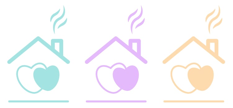 Home sweet home typographic poster. Printing handmade inscriptions. Illustration with house roof and chimney. vector