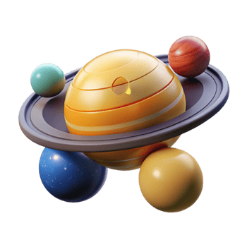 vibrant artistic 3D Render Colorful Planetary System Illustration professional png