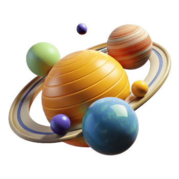 magnificent minimalist Colorful 3D Planet Illustration original png
