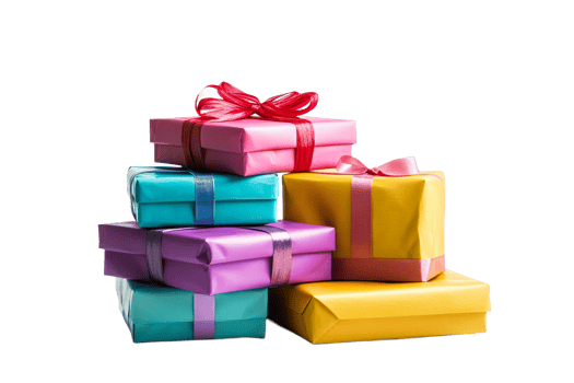 Creative stack of colorful gifts png