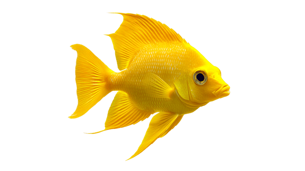 Vibrant yellow fish swimming in clear water png