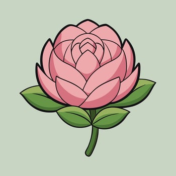 A Delicate Pink Lotus Flower with Lush Green Leaves a Stunning Floral Illustration vector