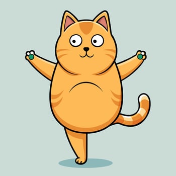 Cartoon fat cat doing yoga pose vector