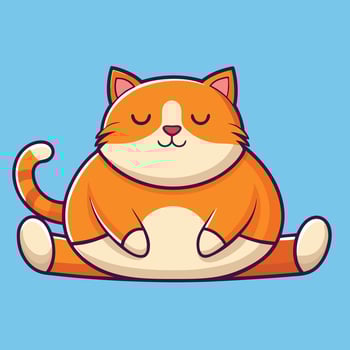 Adorable Orange Cat Sitting in a Relaxed Yoga Pose Cartoon Illustration vector