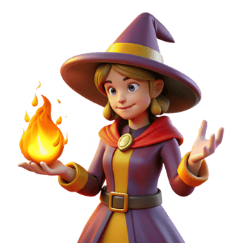 elegant classic 3D Render of a Young Witch high resolution png