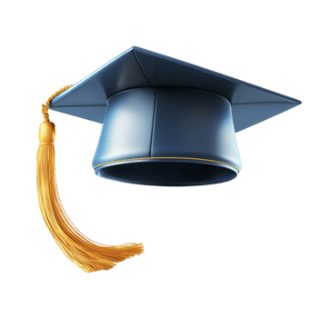 Traditional blue graduation cap with a golden tassel looks academic and celebratory png