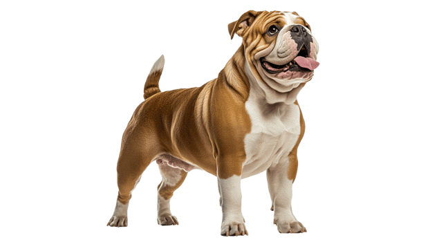 Cheerful bulldog standing proudly in bright space png