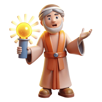 magnificent contemporary 3D Cartoon Wise Man Holding Light Source original png