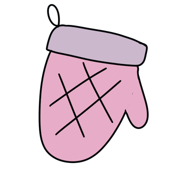 A pink mitten with a checkered pattern png