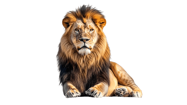 Majestic lion resting in a calm posture png