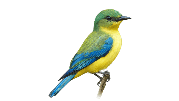 Colorful bird perched on a branch in nature transparent png
