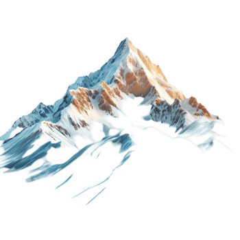 Snowcovered mountain peak with blue shadows looks majestic and serene png