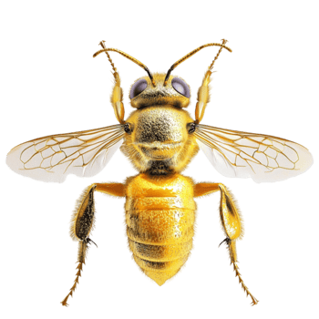 Golden honeybee with delicate wings and details looks realistic and lifelike png