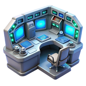 dramatic artistic Futuristic Control Room 3D Illustration high resolution png