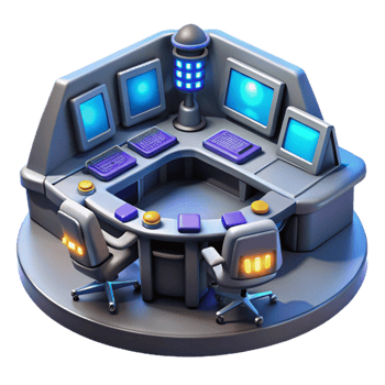 dramatic abstract Futuristic Control Room 3D Render authentic png