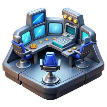 beautiful classic Futuristic Control Room 3D Illustration detailed png