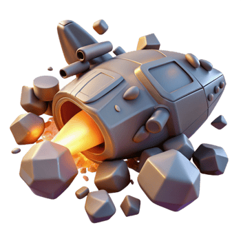 dramatic classic 3D Rocket Ship Blastoff Illustration high quality png