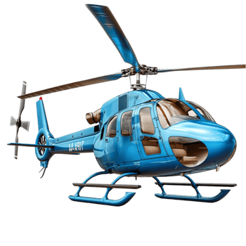 Sleek blue helicopter with tinted windows and propellers looks and fast png