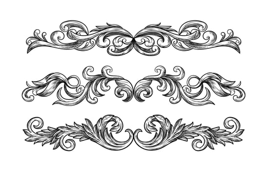 Realistic hand drawn ornamental border art vector