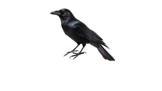 Black raven perched and observing its surroundings png