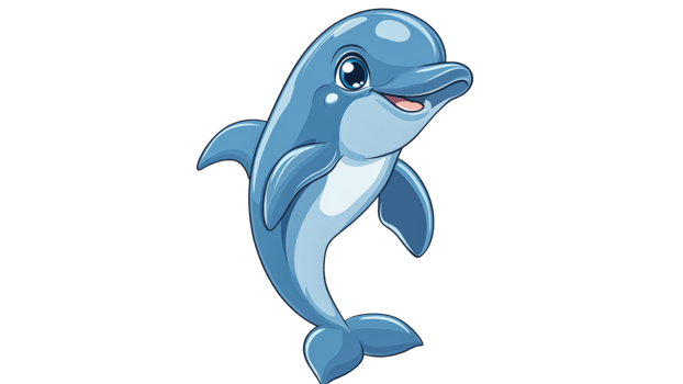 Happy dolphin swims in clear blue water png