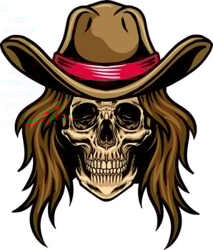 Cowgirl Skull Head Illustration for flyer, social media, web pages, print media, greeting card, invitation, banner, t-shirt design vector