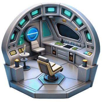 vibrant vintage Futuristic Spaceship Bridge 3D Render exclusive png