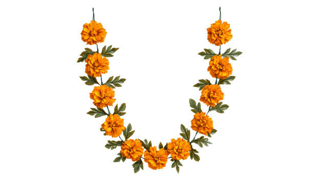 Marigold flower garland for decor png