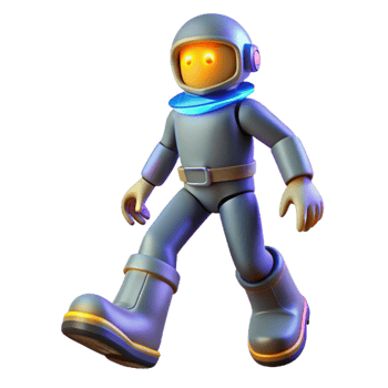 impressive minimalist 3D Cartoon Astronaut Walking original png