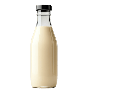 Freshly poured milk in a glass bottle on display png