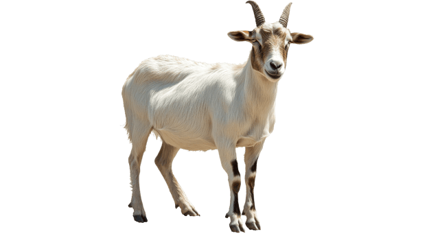 White goat standing on transparent background png