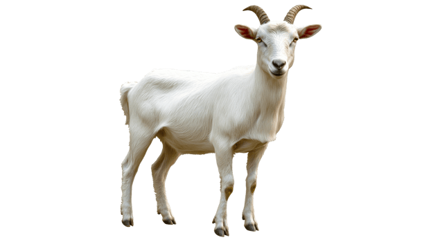 White goat standing in a pasture on a sunny day png