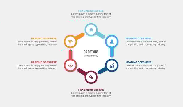 Circle Infographic Design With 6 Steps Process Workflow Diagram vector