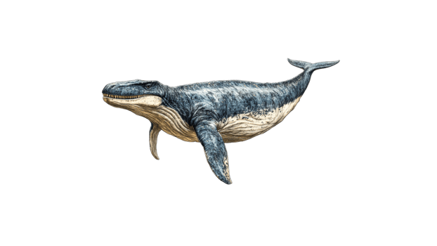 Large whale swimming gracefully in ocean waters png