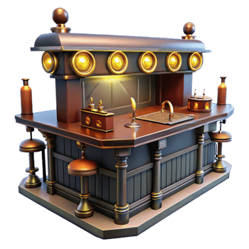 magnificent vintage Steampunk Bar 3D Model Render genuine png