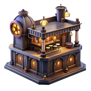 wonderful artistic Steampunk Bar 3D Illustration professional png