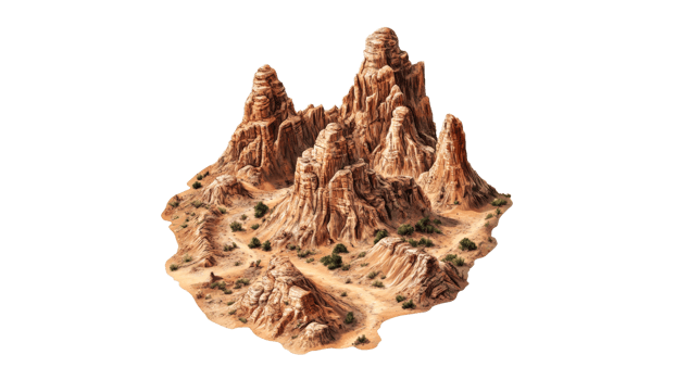 Stunning rock formations in a desert landscape png