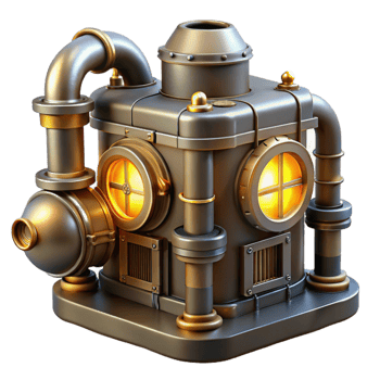 beautiful vintage Steampunk Machine 3D Render 4K png