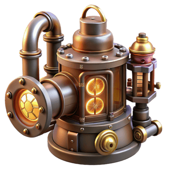 vibrant contemporary Steampunk Machine 3D Render 4K png