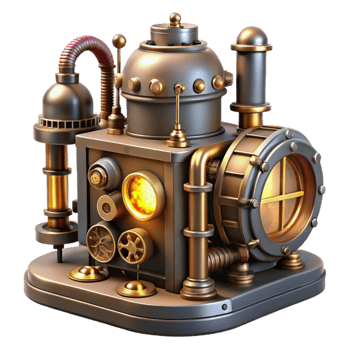 impressive artistic Steampunk Machine 3D Render 4K png