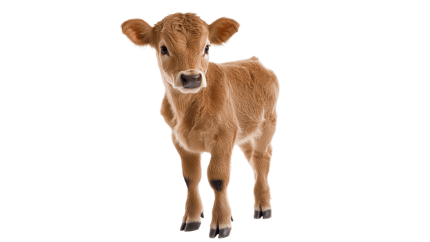 Young calf standing on white background png