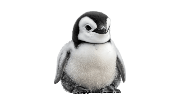 Young penguin resting on white background png