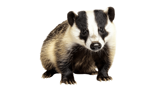 Striped badger resting in a natural pose png