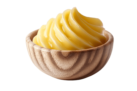 Butter in wooden bowl on white background png