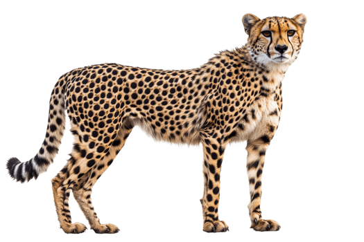 Cheetah standing gracefully in a bright setting png